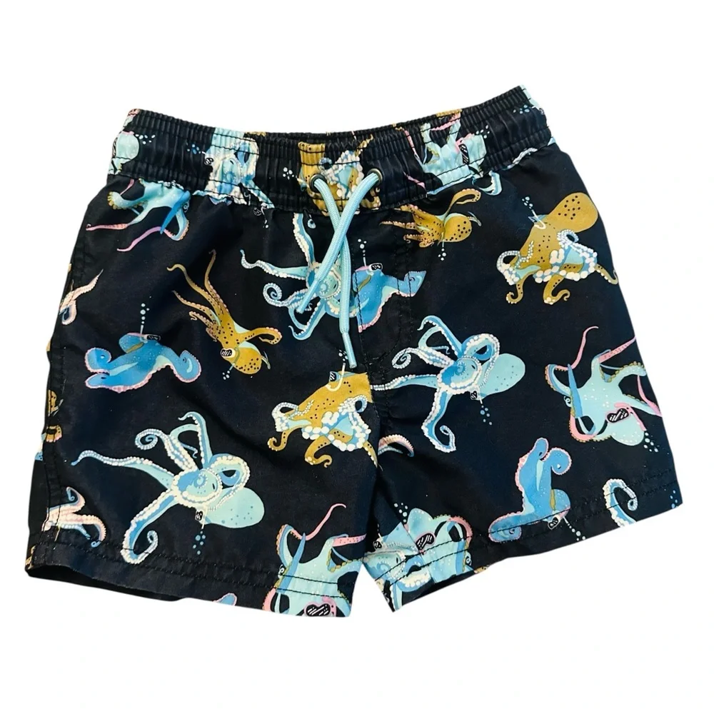 Carter's Swim Set Sea Print Shorts,Puddle Jumper, Sandals. Boys 3t 4t Shoes 7/8 - Picture 2 of 9